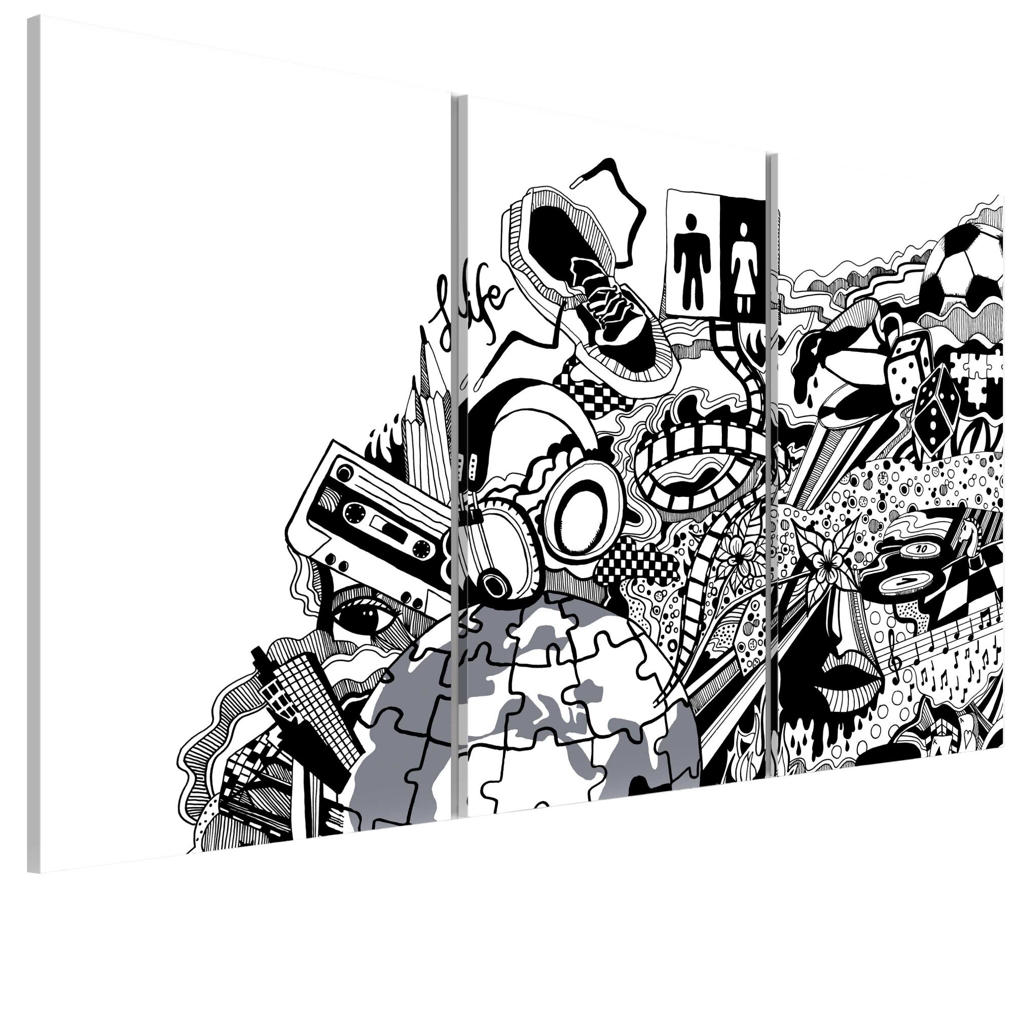 Tablou canvas 3 piese - Triptic de mizerie artistica - 90 x 60 cm