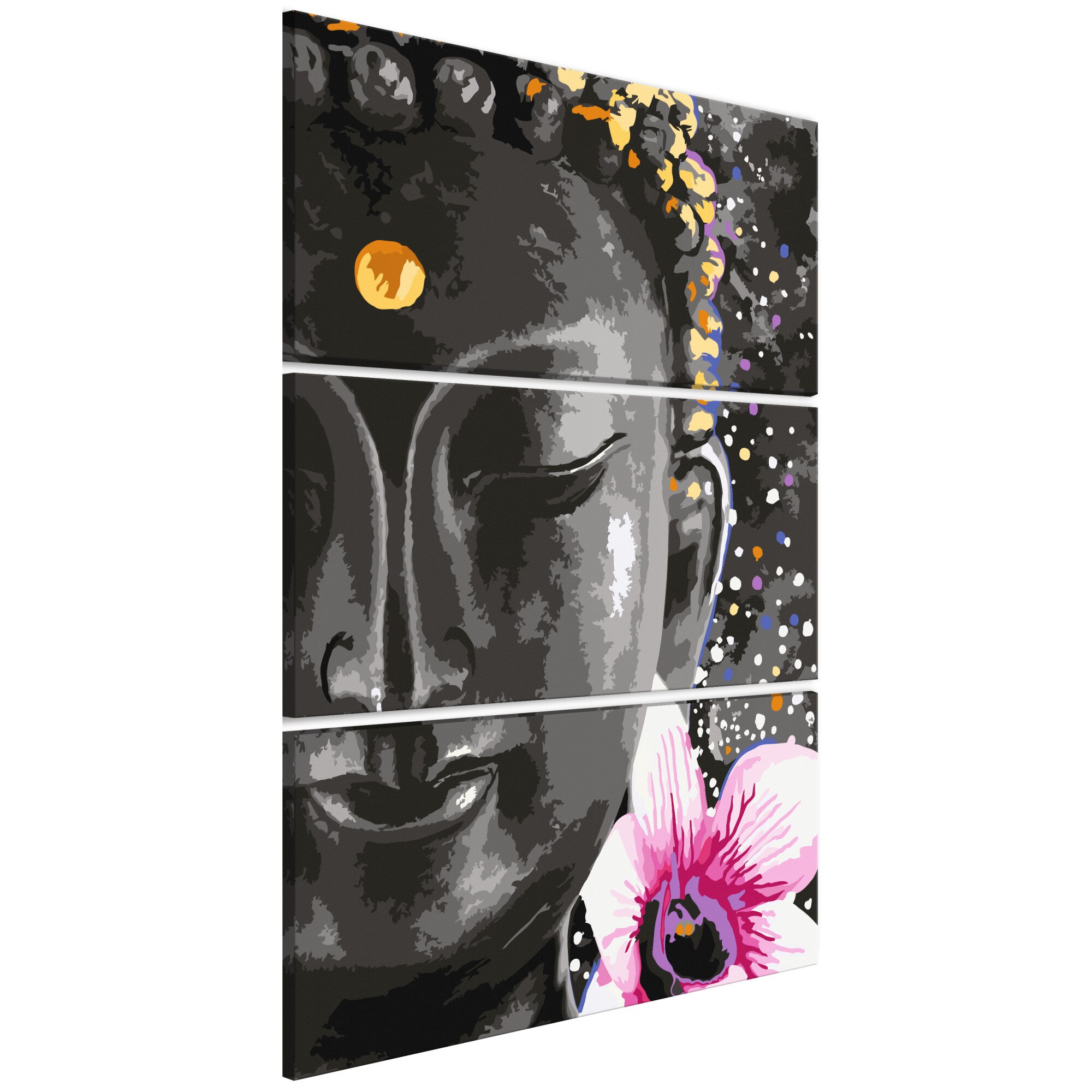 Tablou canvas 3 piese - Verticale Buddha Si Flori - 60 x 90 cm