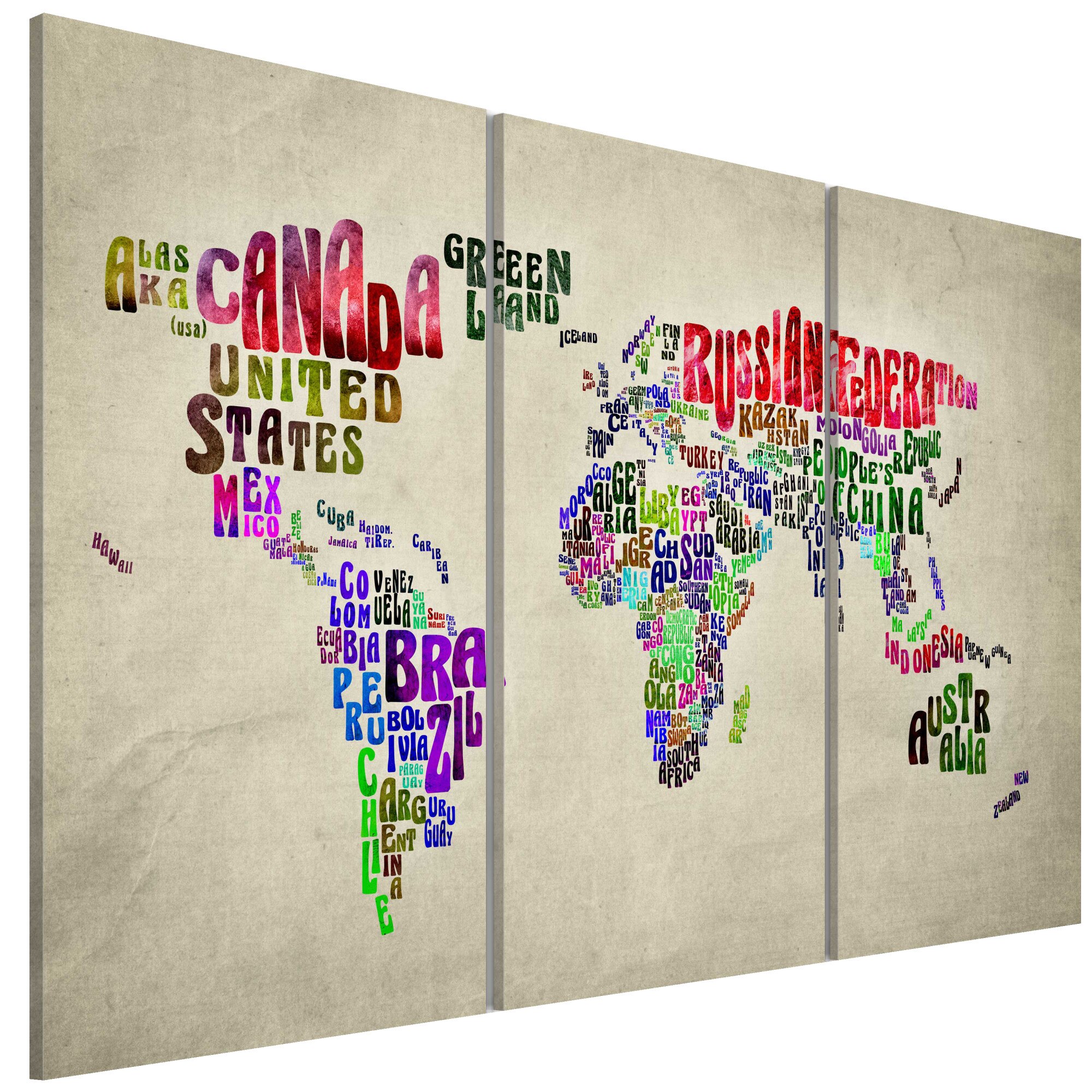 Tablou canvas 3 piese - Triptic de tari colorate - 120 x 80 cm