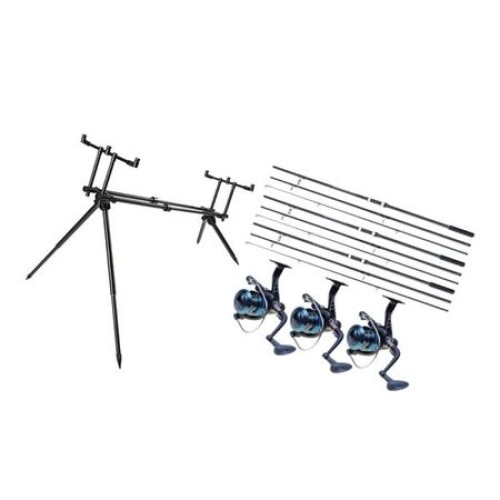 Set 3 Lansete, Master Carp, 3.90 metri, echipate cu 3 Mulinete, plus Rod pod