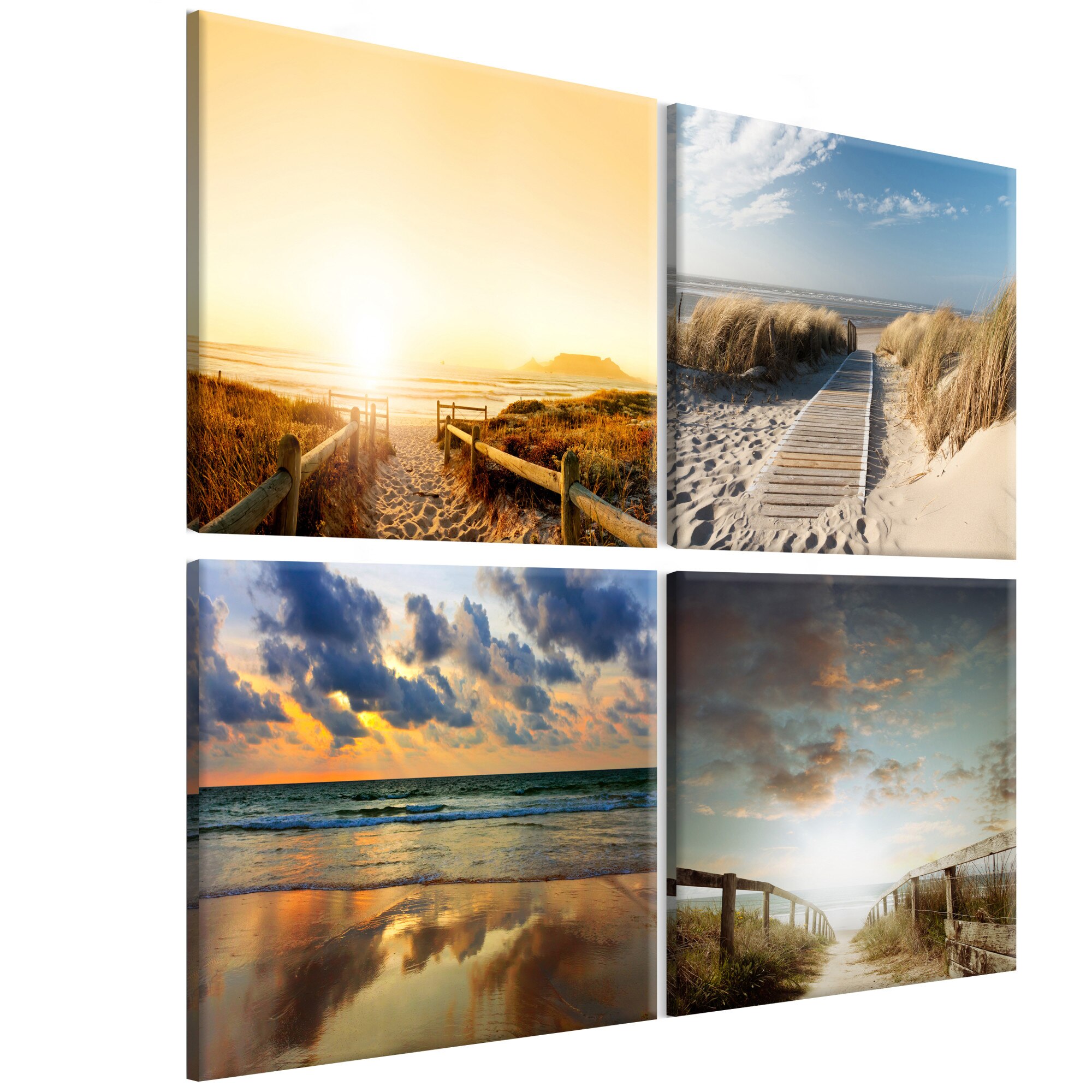 Tablou canvas 4 piese - Pe plaja viselor - 90 x 90 cm