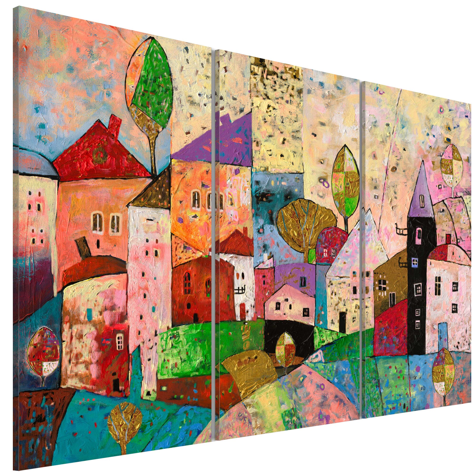 Tablou canvas 3 piese - Pitoresc oraS mic - 120 x 80 cm