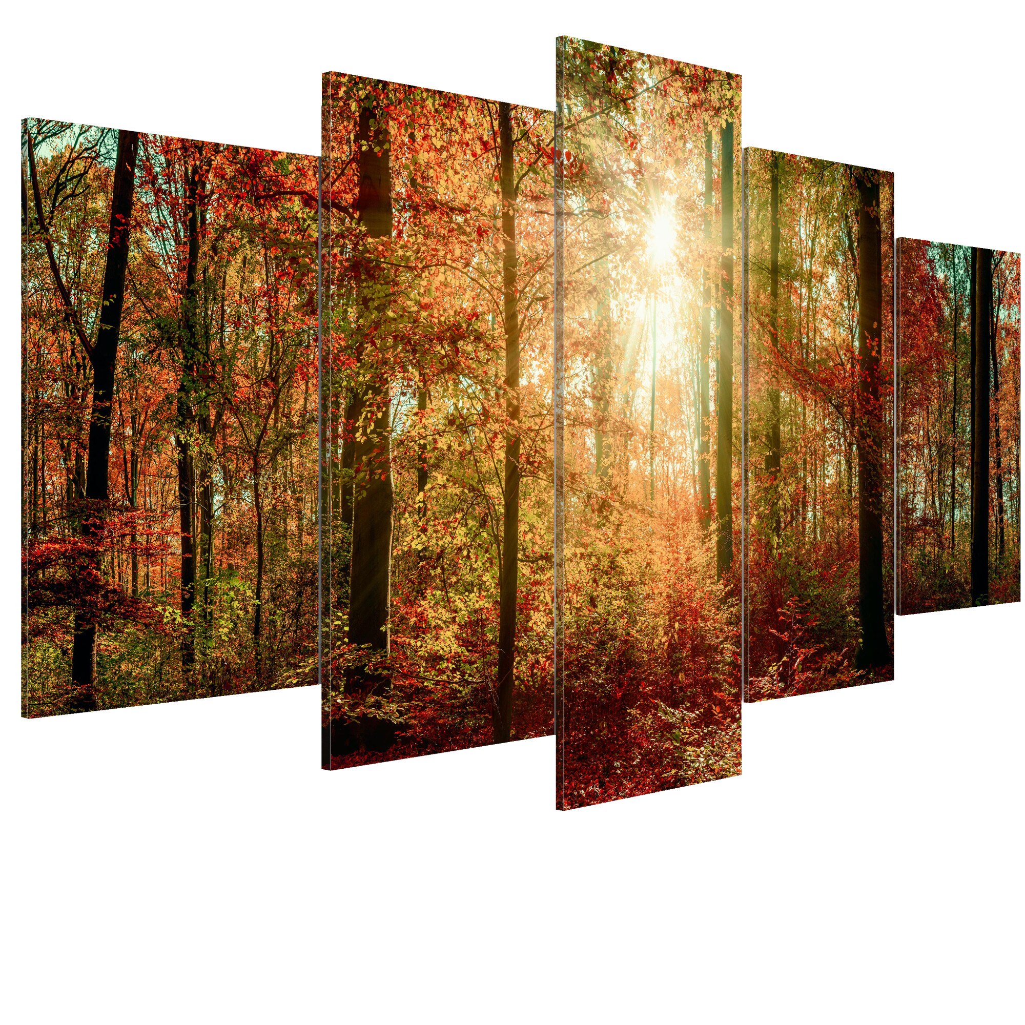 Tablou canvas 5 piese - Pustie de toamna - 100 x 50 cm