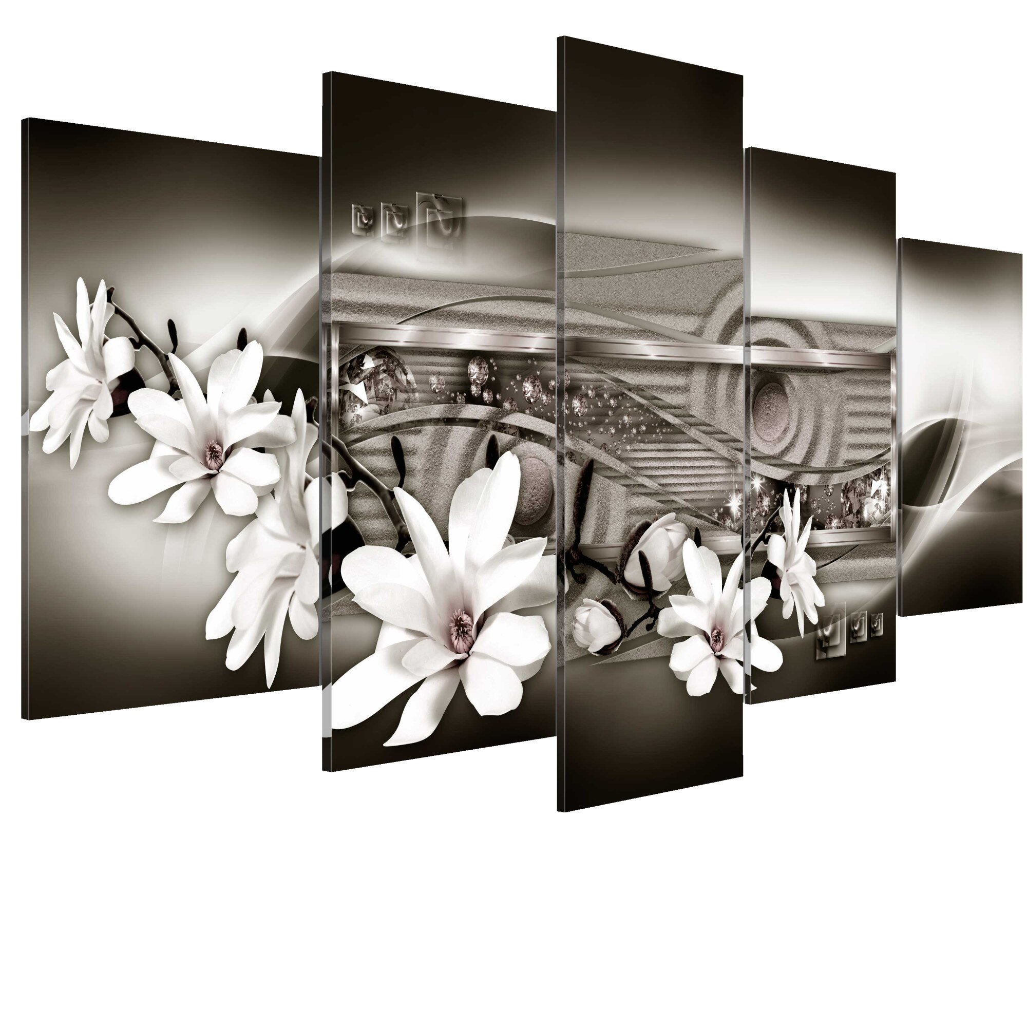 Tablou canvas 5 piese - Prospect de flori - 100 x 50 cm