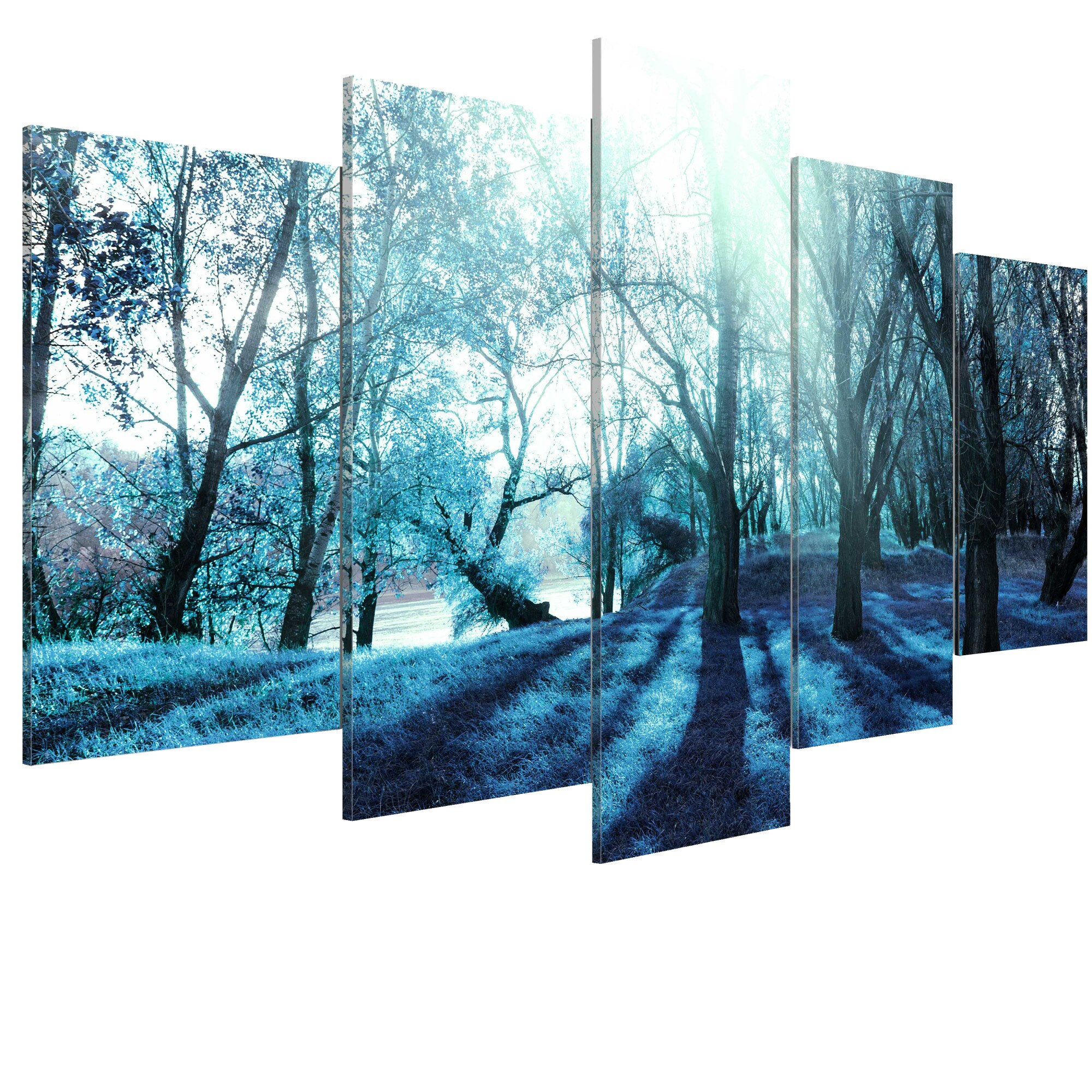 Tablou canvas 5 piese - Poiana albastra - 100 x 50 cm