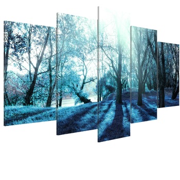 Tablou canvas 5 piese - Poiana albastra - 200 x 100 cm Tablou canvas 5 piese - Poiana albastra - 200 x 100 cm