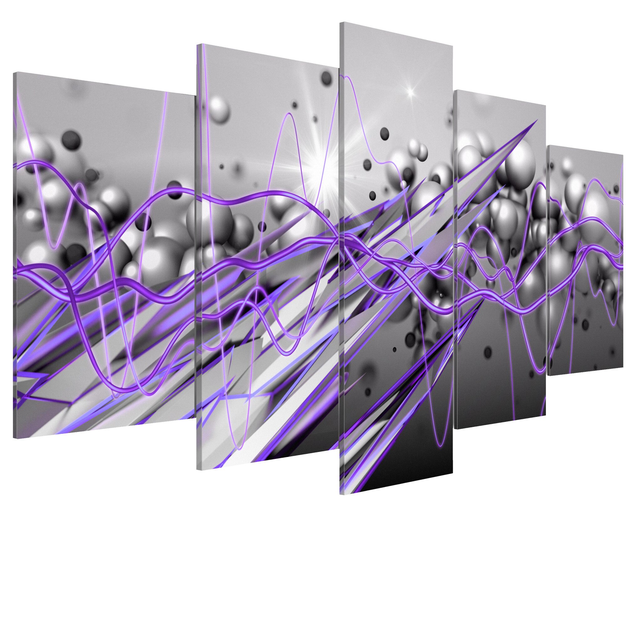Tablou canvas 5 piese - Purpura Strike - 200 x 100 cm