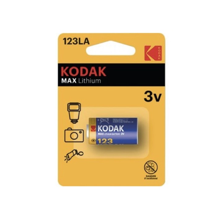 Baterie CR123A Kodak Max Lithium 3 V litiu, pentru aparate foto, lanterne, alarme, senzori