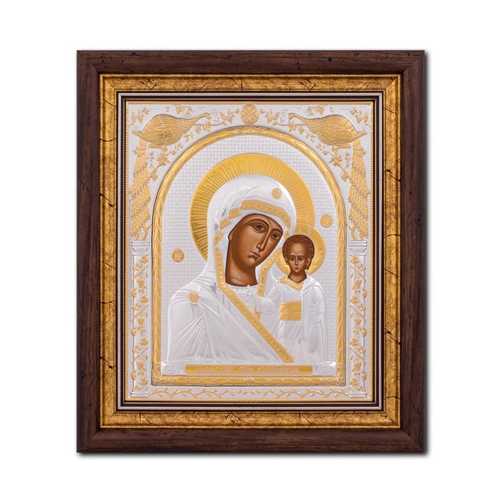 Icoana argintata -Maica Domnului din Kazan 29x31 cm