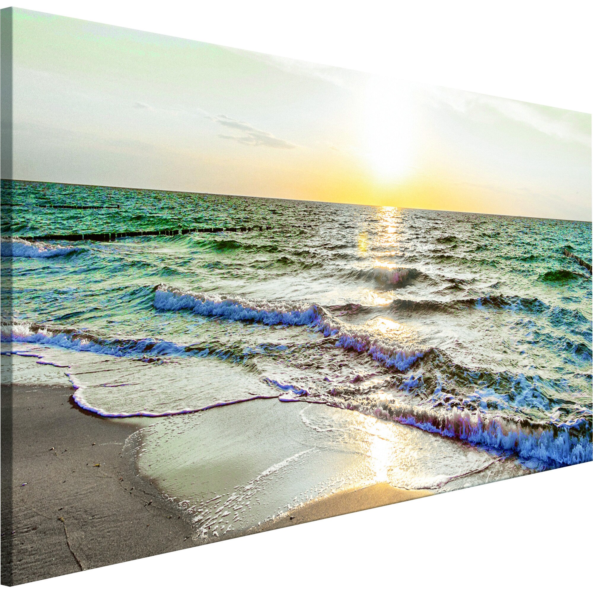 Tablou canvas - Valuri calme Gri Ingust - 120 x 40 cm