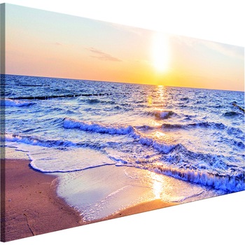 Tablou canvas - Valurile calme maroniu Ingust - 120 x 40 cm