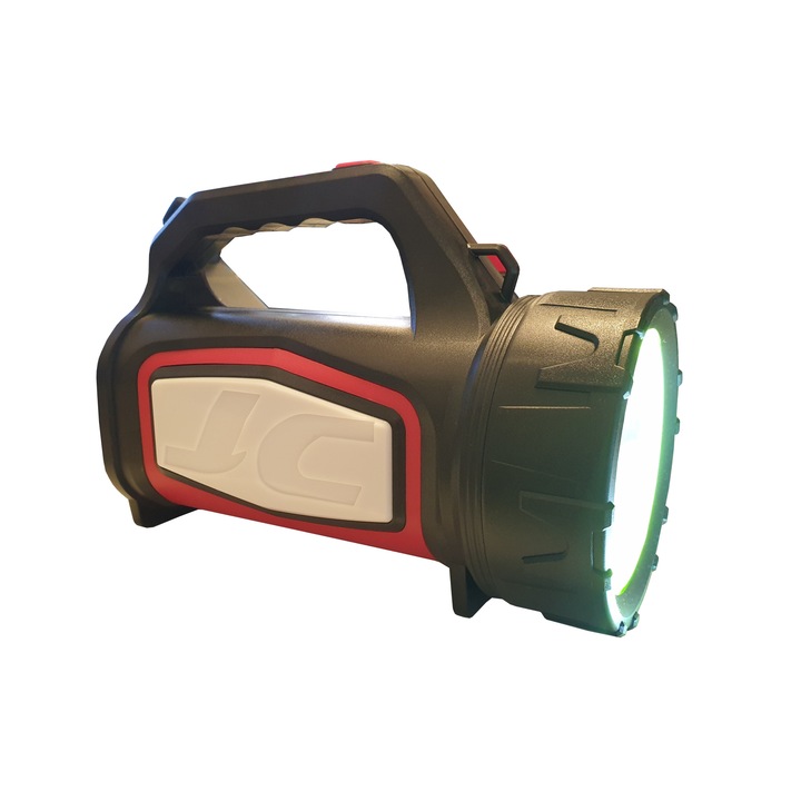 Lanterna Cu LED 25 W , Super Bright Light , 9 Moduri Iluminare , Triunghi Luminos , Lumini Laterale , Functie Incarcare Telefon , Negru