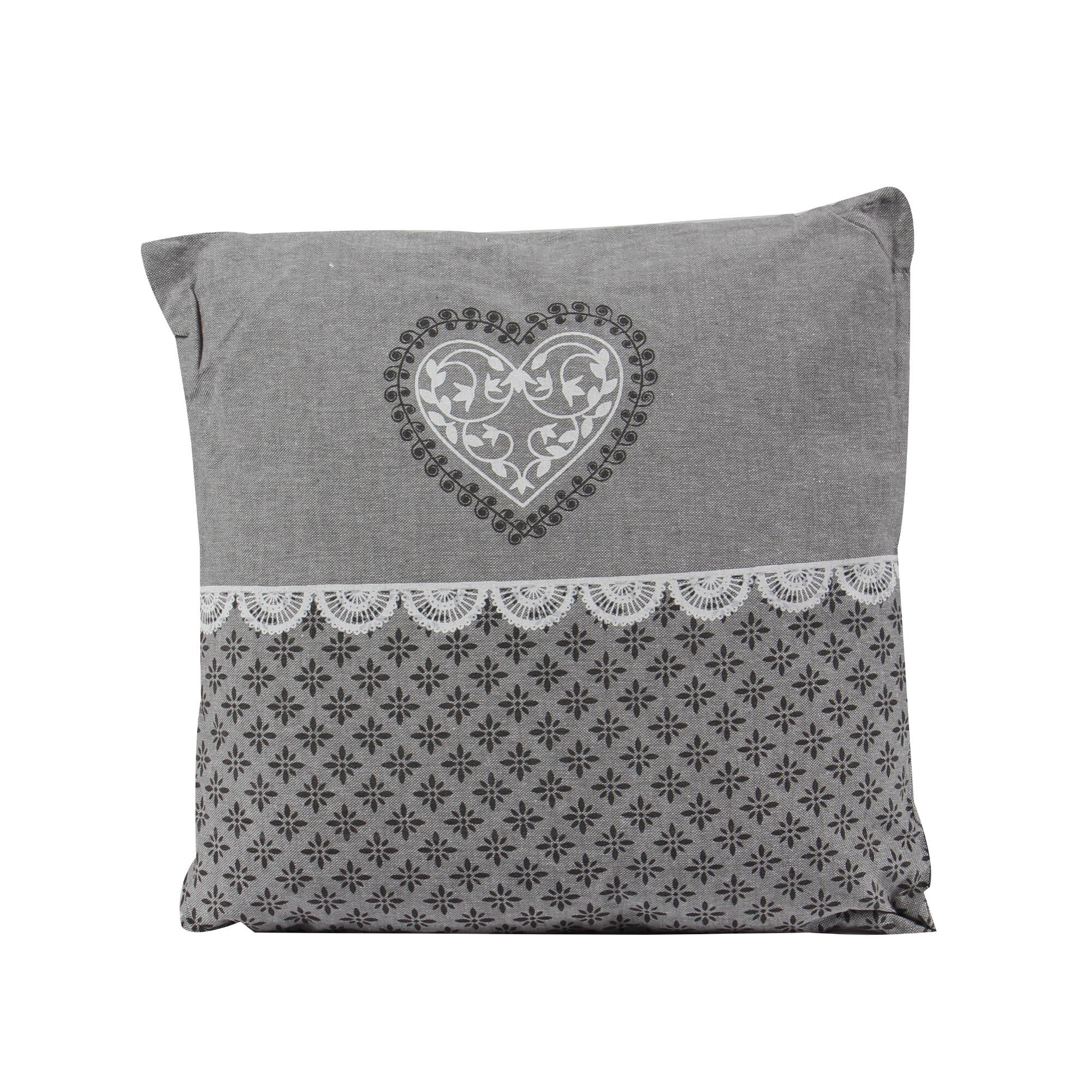 Perna iMKⓇ, Gri, Ofera incaperii un aer relaxant si primitor, Cu print floral, Umplutura din poliester, 40 x 40 cm, AN