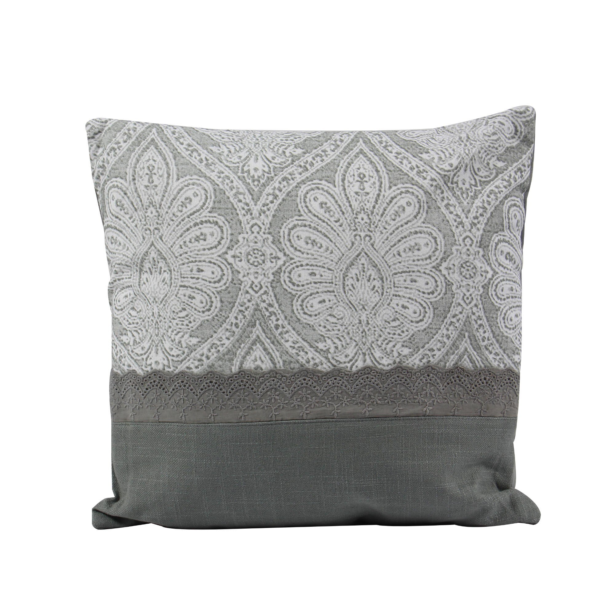 Perna iMKⓇ, Ofera incaperii un aer relaxant si primitor, Fata din bumbac 100 %, Umplutura din poliester, Gri, 40 x 40 cm, AN