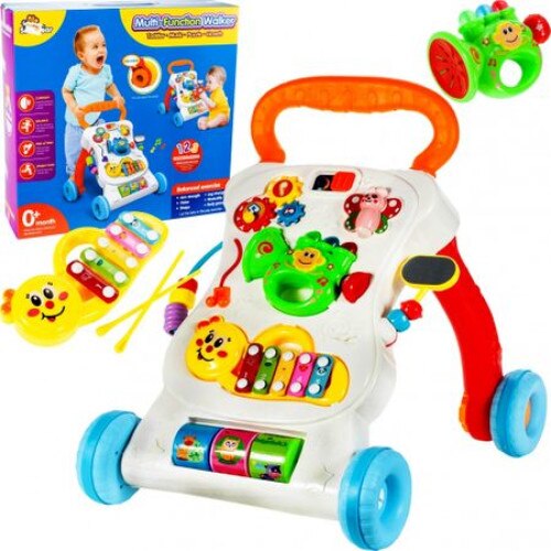 Centru de activitati si Antemergator interactiv si multifunctional 3 in 1, cu jucarii detasabile, Oglinda, dezvolta abilitatile motrice si interpersonale, Multicolor
