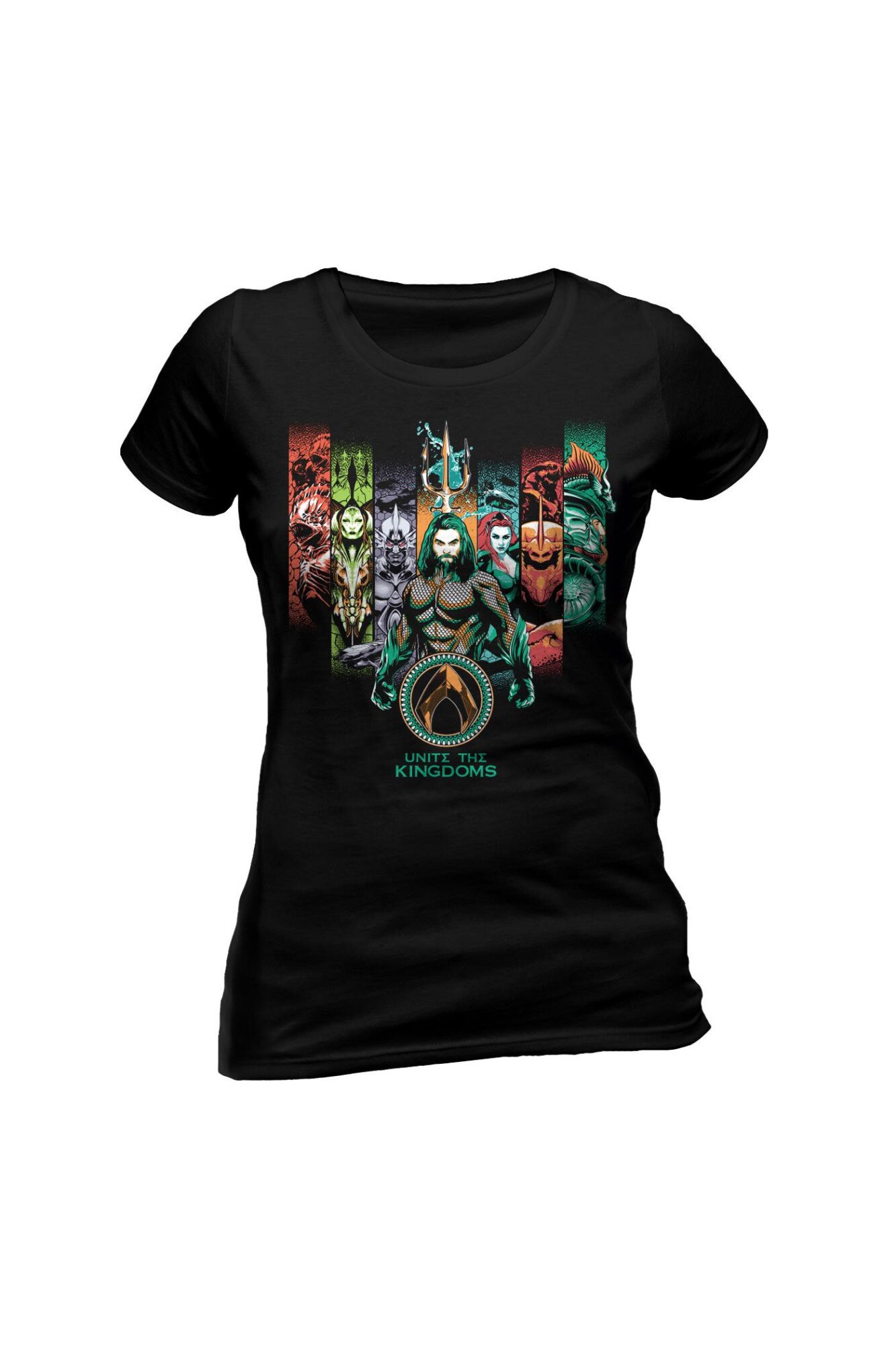 Tricou de dama, Aquaman, Unite The Kingdoms, Negru, S