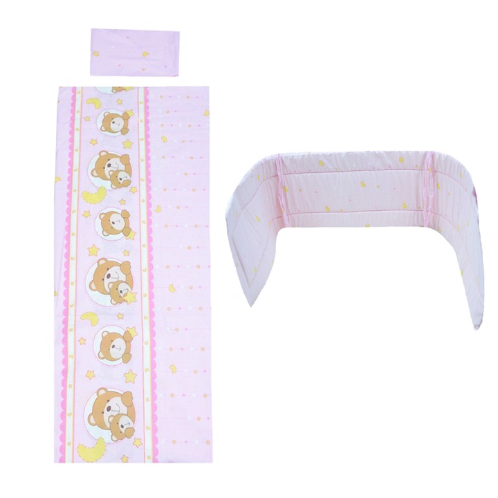 Set lenjerie de pat 3 piese 100 x 135 cm pentru bebelusi Jarpol SLPSB-10, Multicolor