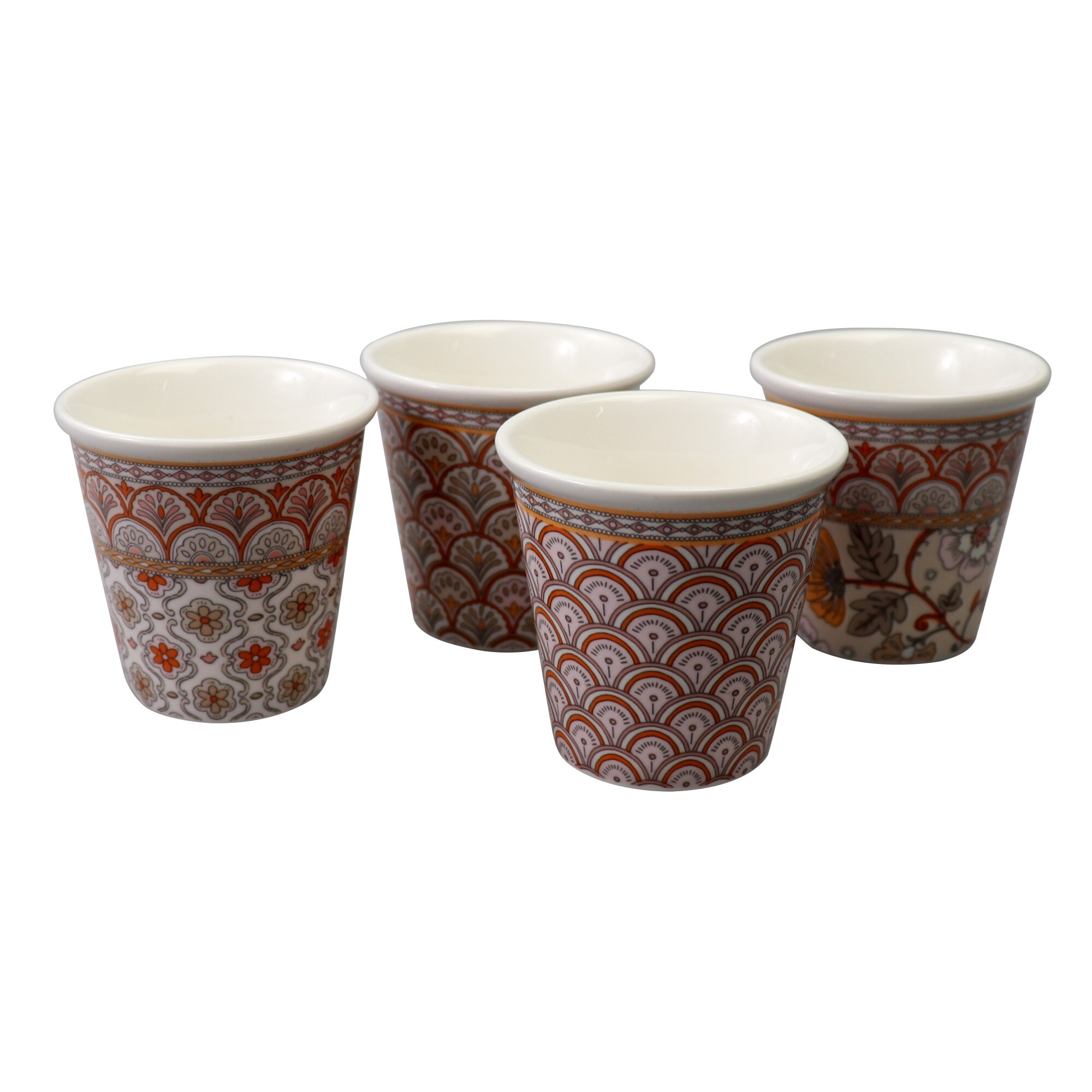 Set - 4 cupe pentru cafea, Moonson Orange, Portelan, 100 ml