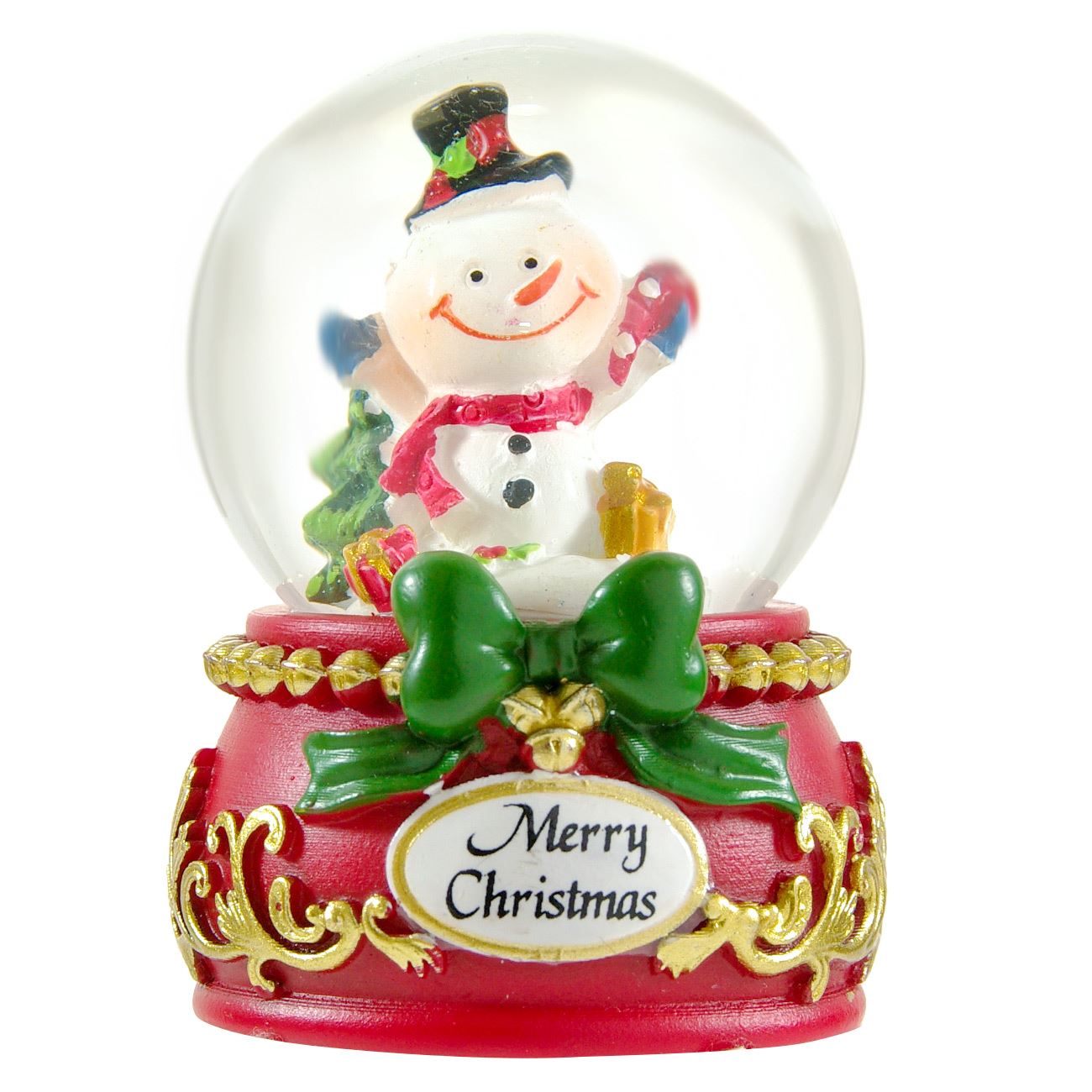 Glob decorativ de Craciun cu Om de Zapada Merry Christmas, DecorCasa, 6 cm