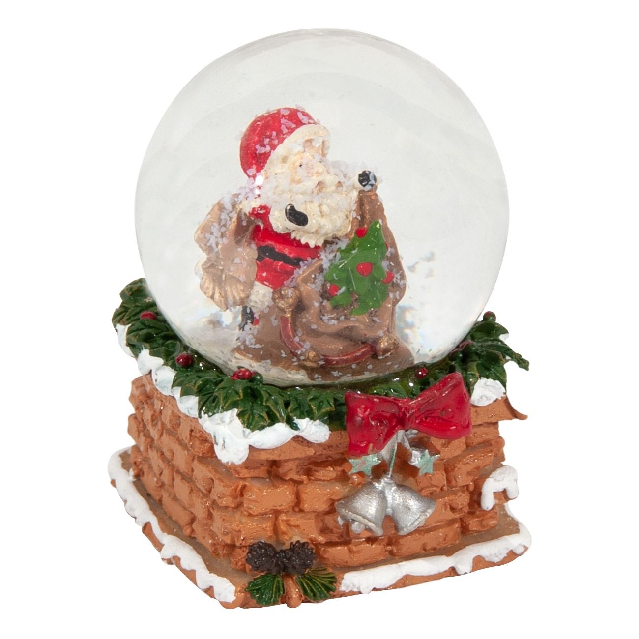 Glob zapada cu Mos Craciun si cosul casei, DecorCasa, 6 cm