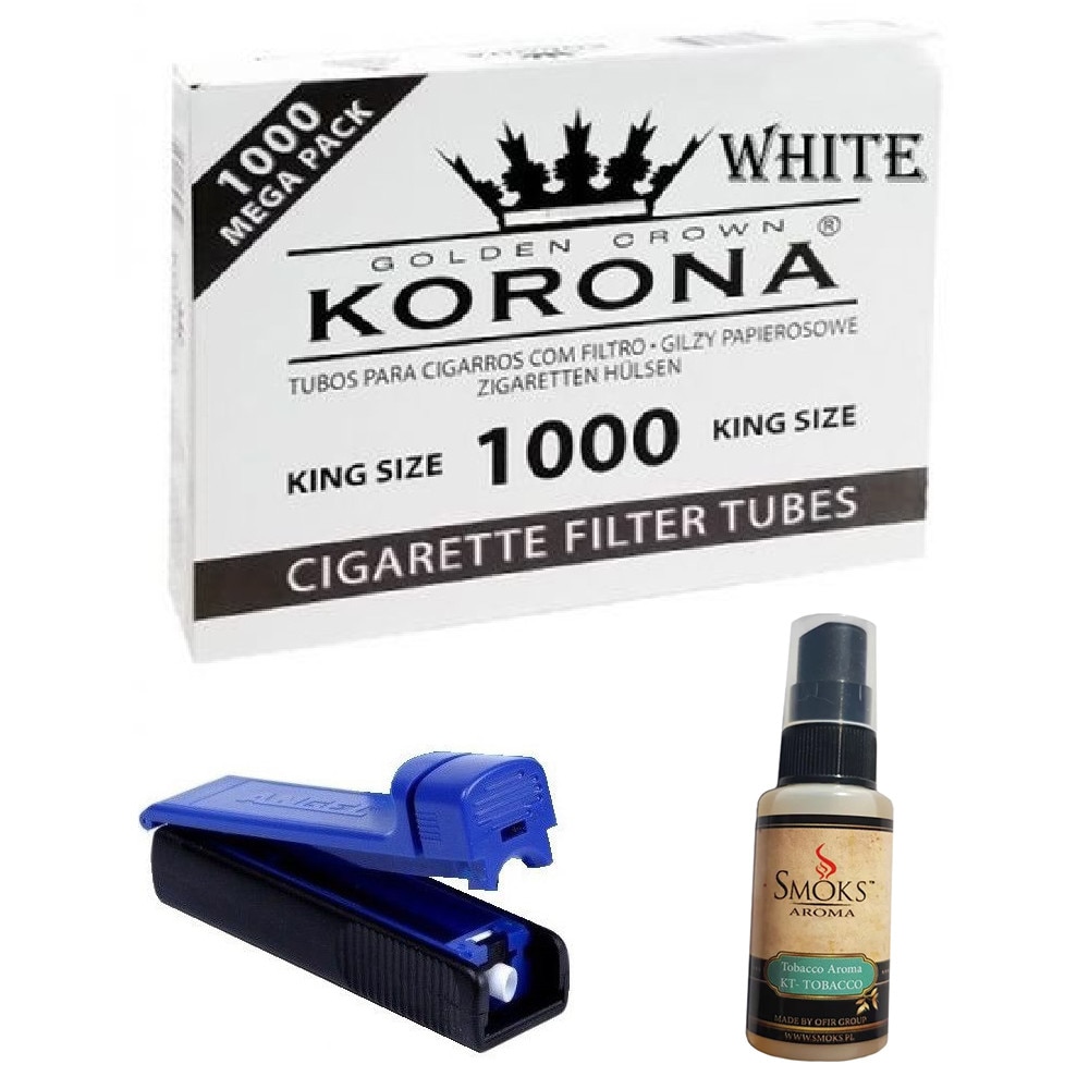 Set tuburi Korona pentru injectat tutun 1000 bucati, aparat pentru injectat tutun si aroma pentru tutun 30ml