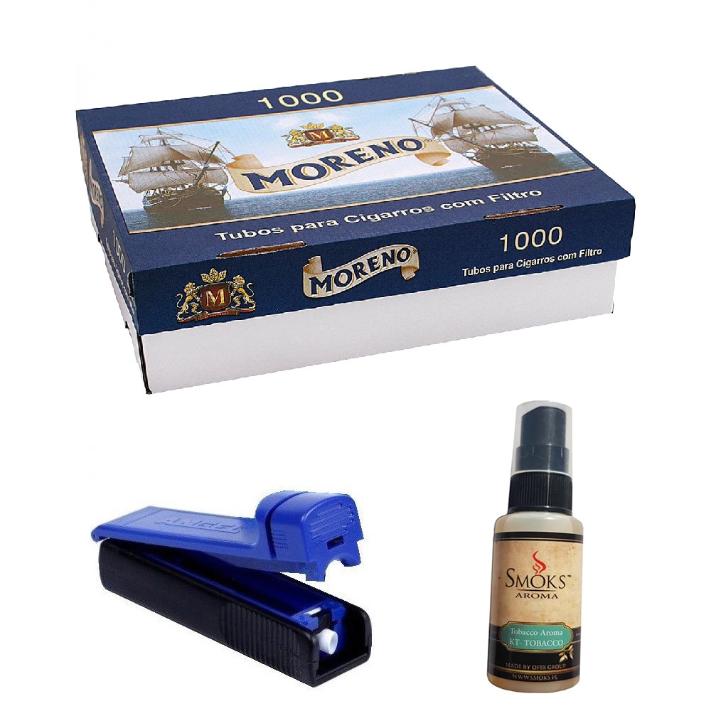 Set tuburi Moreno pentru injectat tutun 1000 bucati, aparat pentru injectat tutun si aroma pentru tutun 30ml