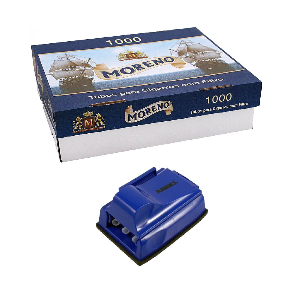 Set tuburi Moreno pentru injectat tutun 1000 bucati si aparat triplu pentru injectat tutun