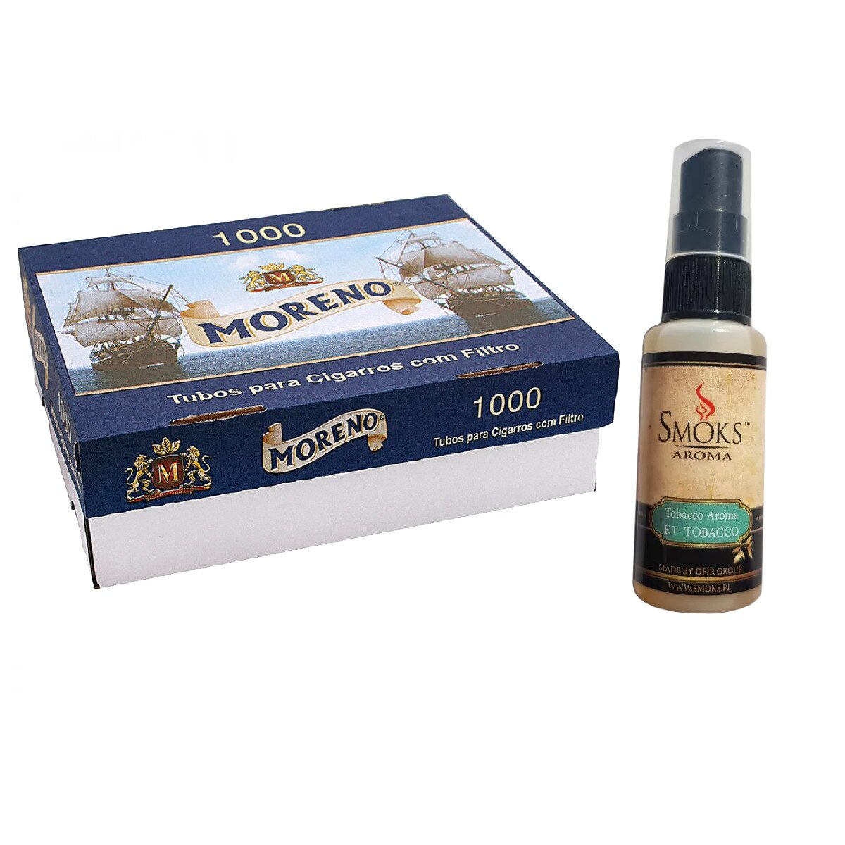 Set tuburi Moreno pentru injectat tutun 1000 bucati si aroma pentru tutun 30ml