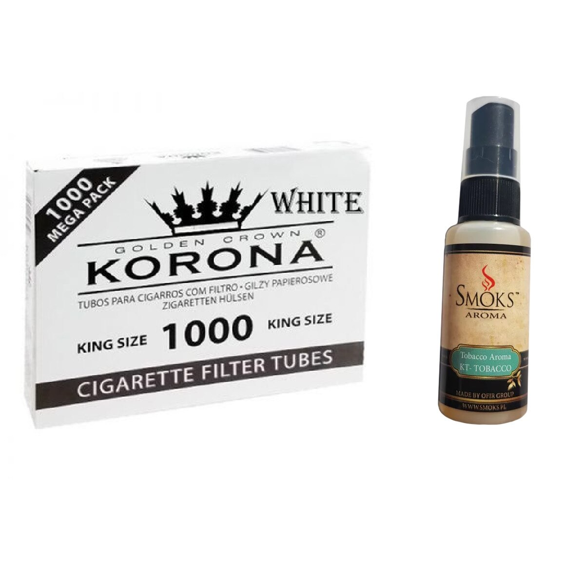 Set tuburi Korona pentru injectat tutun 1000 bucati si aroma pentru tutun 30ml
