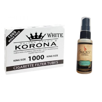 Set tuburi Korona pentru injectat tutun 1000 bucati si aroma pentru tutun 30ml Set tuburi Korona pentru injectat tutun 1000 bucati si aroma pentru tutun 30ml