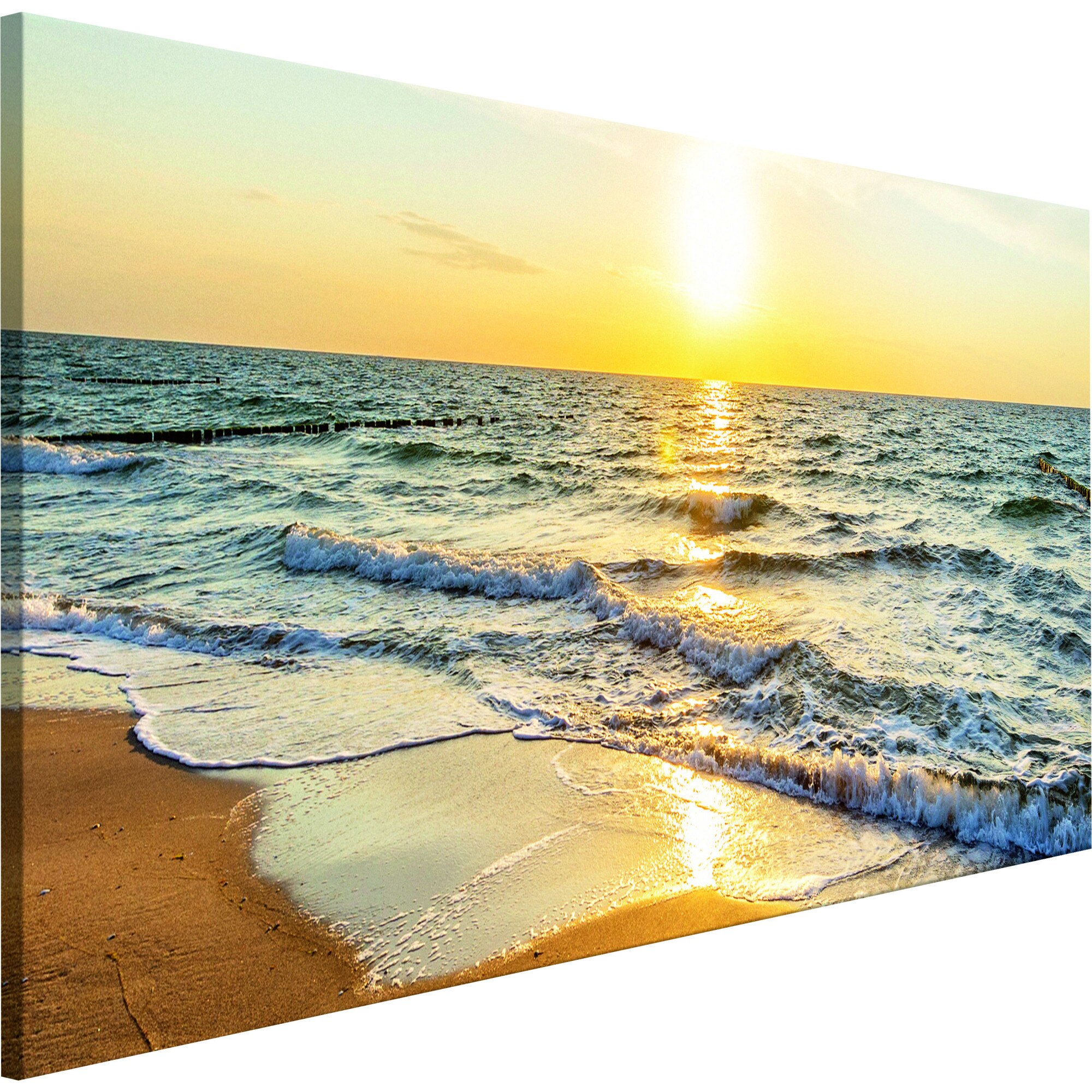 Tablou canvas - Valurile calme de aur Ingust - 120 x 40 cm