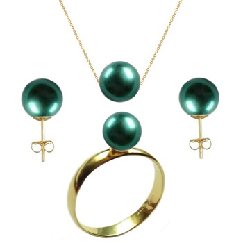 Set Aur Cercei Tip Surub, Colier si Inel cu Perle Naturale Premium Verde Smarald de 8 mm, marimea 22,2 mm Set Aur Cercei Tip Surub, Colier si Inel cu Perle Naturale Premium Verde Smarald de 8 mm, marimea 22,2 mm