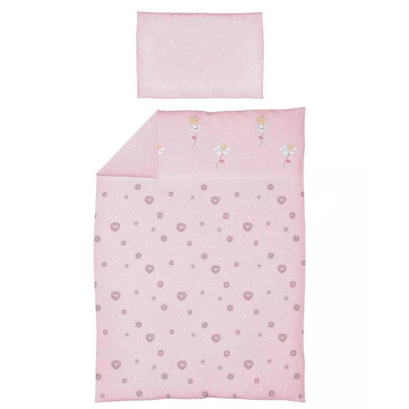 Set lenjerie de pat 2 piese 100 x 135 cm pentru bebelusi Ceba Baby Stokrotki SLPSB-14, Multicolor
