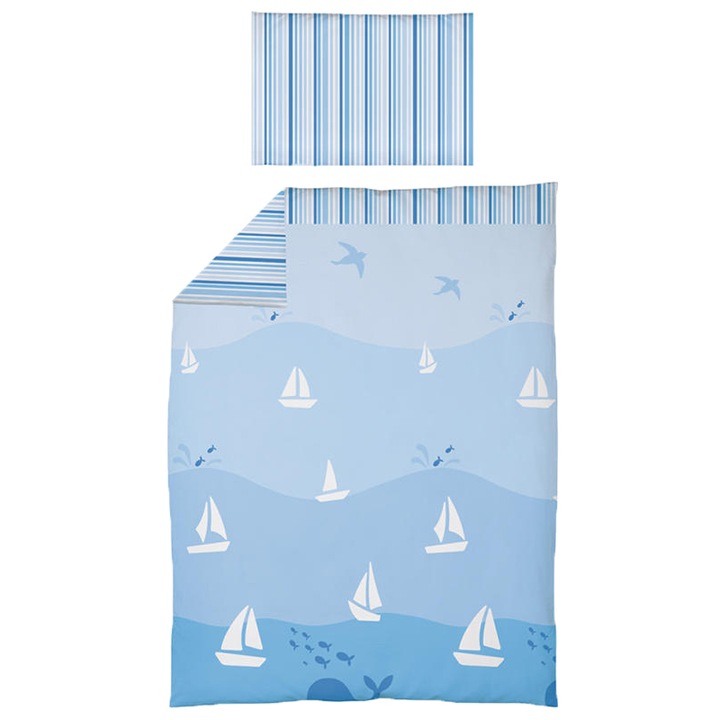 Set lenjerie de pat 3 piese pentru bebelusi Ceba Baby Zaglowki 802-042-190, Multicolor