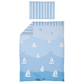 Set lenjerie de pat 2 piese 100 x 135 cm pentru bebelusi Ceba Baby Zaglowki 802-042-190-1, Multicolor Set lenjerie de pat 2 piese 100 x 135 cm pentru bebelusi Ceba Baby Zaglowki 802-042-190-1, Multicolor