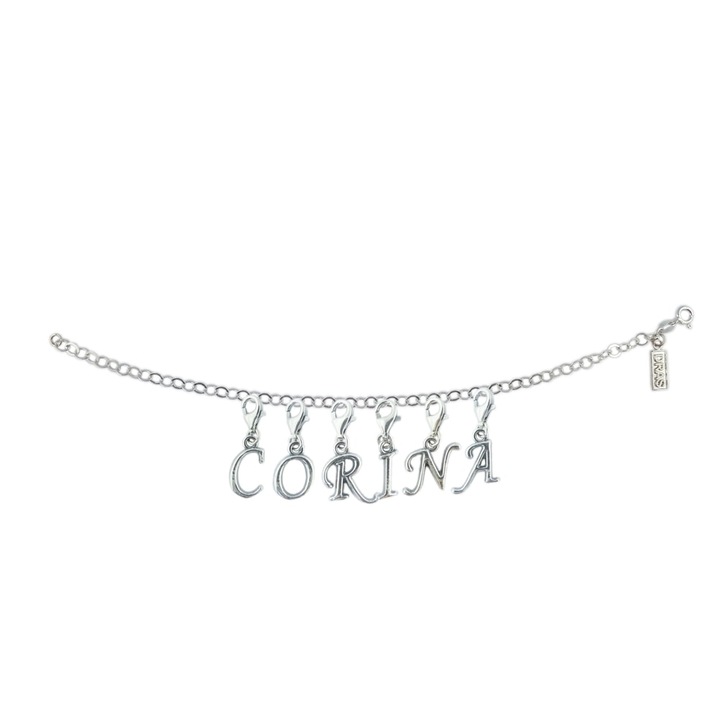 Bratara argint personalizata nume Corina pandantive litere argint carabina reglabila GIOTTO850 Dras