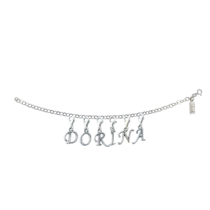 Személyre szabott ezüst karkötő név Dorina betűs medálok ezüst állítható karabiner GIOTTO885 Dras