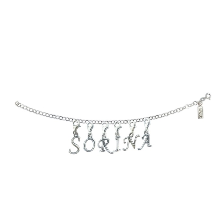 Személyre szabott ezüst karkötő név Sorina betűs medálok ezüst állítható karabiner GIOTTO865 Dras