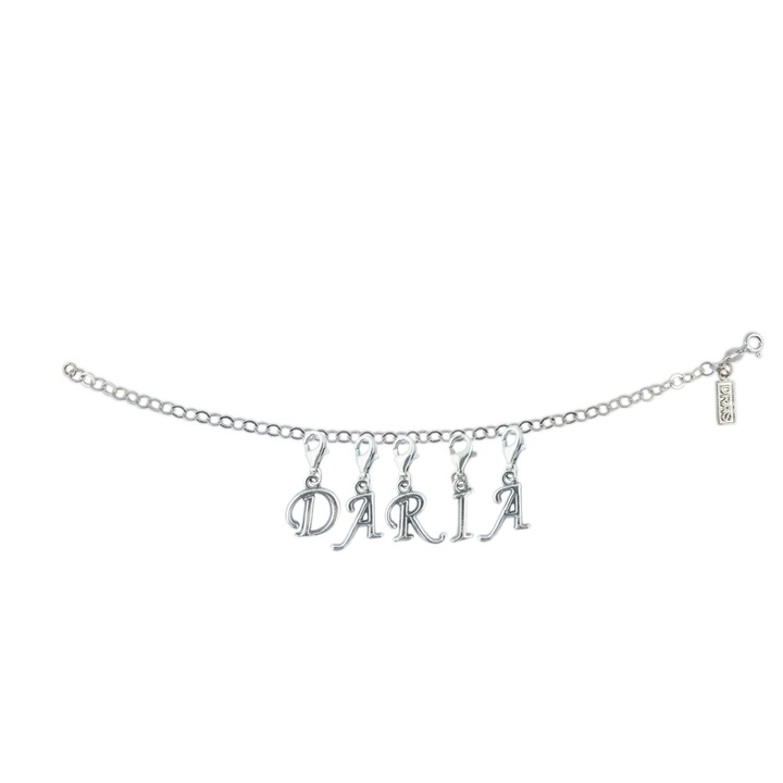 Személyre szabott ezüst karkötő név Daria ezüst betűs medálok állítható karabiner GIOTTO875 Dras