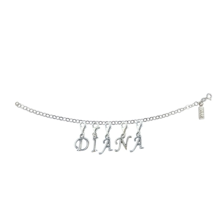 Bratara argint personalizata nume Diana pandantive litere argint carabina reglabila GIOTTO875 Dras