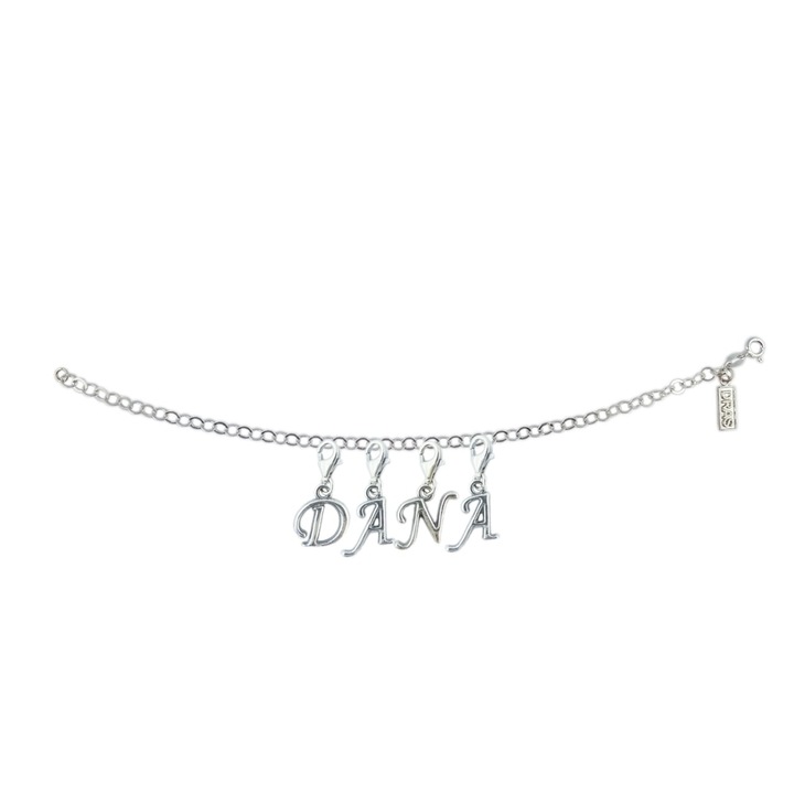 Személyre szabott ezüst karkötő név Dana betűs medálok ezüst állítható karabiner GIOTTO775 Dras