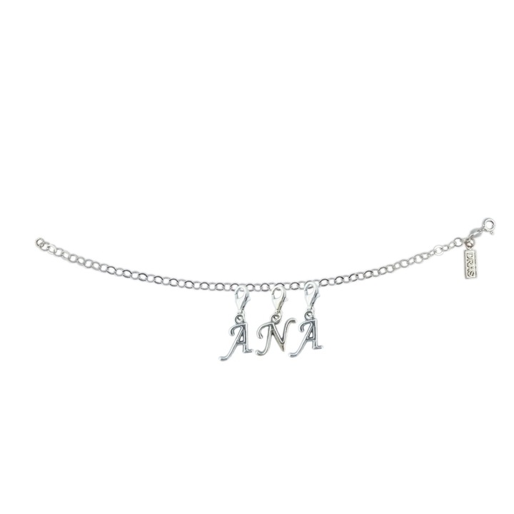 Személyre szabott ezüst karkötő név Ana ezüst betűs medálok állítható karabiner GIOTTO640 Dras