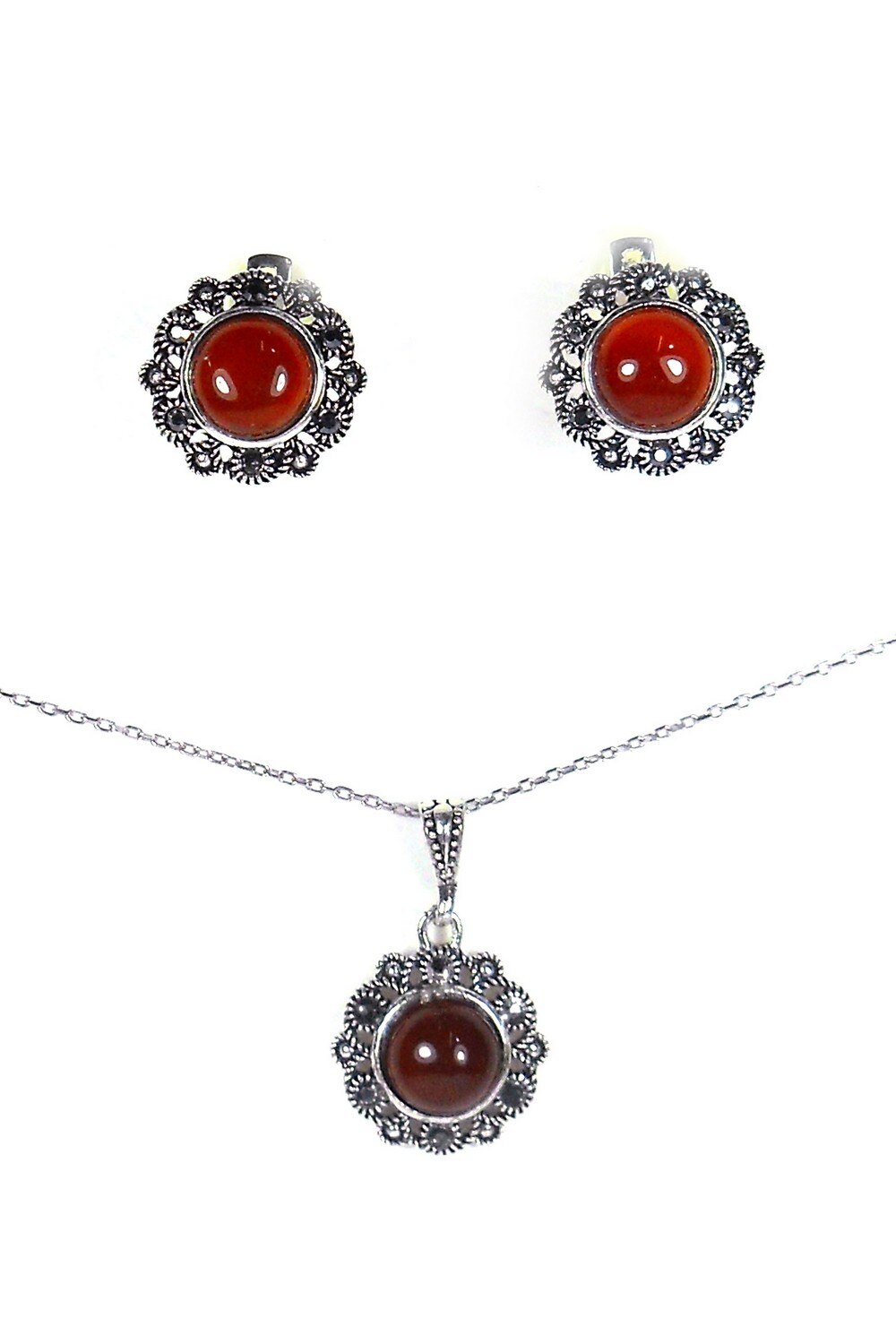 Set Hypnotica Cercei si Pandant Argint, Red Vintage