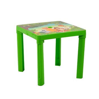 Masuta copii din plastic aditivat Novokids™ Jungle Paradise , pentru interior si exterior, dimensiuni 46x46x43 cm , suprafata antiaderenta, rezistenta la apa, gaura umbrela, Verde Masuta copii din plastic aditivat Novokids™ Jungle Paradise , pentru interior si exterior, dimensiuni 46x46x43 cm , suprafata antiaderenta, rezistenta la apa, gaura umbrela, Verde