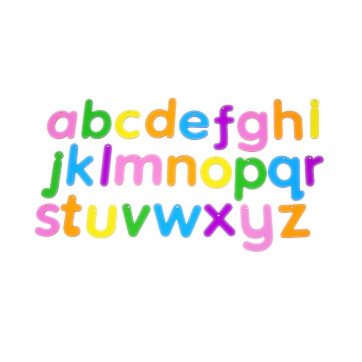 Set de 26 litere mici colorate transparente de inaltime 70 mm, TickiT