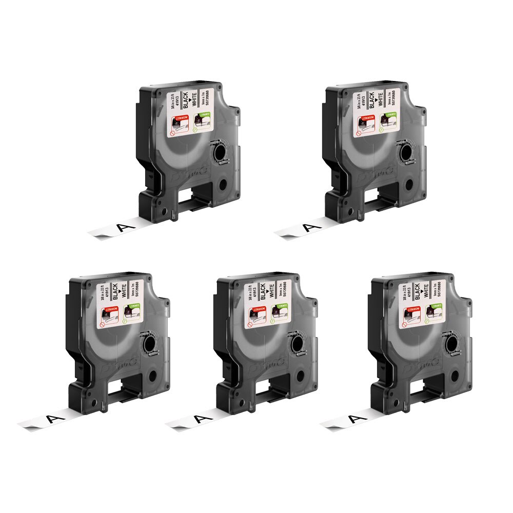 Etichete autocolante, DYMO 40913, LabelManager D1, 9mm x 7m, negru/alb, 5 buc/set, 2093096