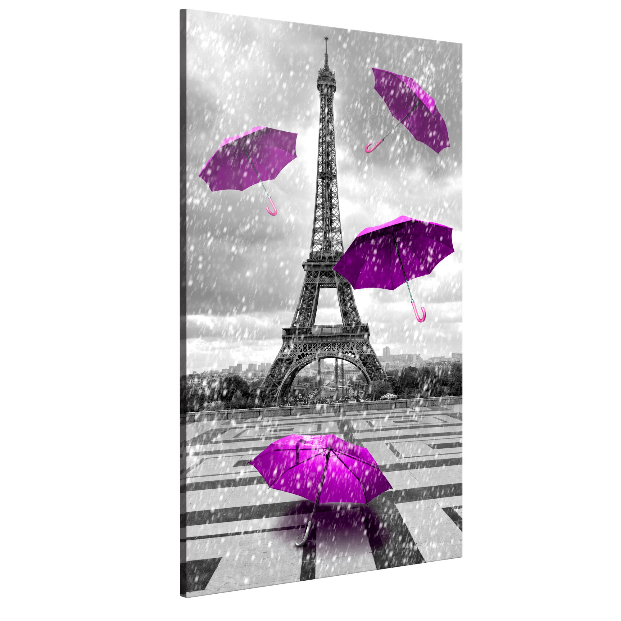 Tablou canvas - Paris umbrele violet - 60 x 120 cm