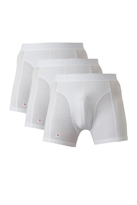 Set de boxeri 3 perechi, Newtone, Cu banda elastica cu logo in talie, Alb, Alb