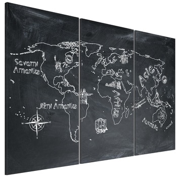 Tablou canvas 3 piese - Lectie de geografie Triptic de limba ceha - 90 x 60 cm Tablou canvas 3 piese - Lectie de geografie Triptic de limba ceha - 90 x 60 cm