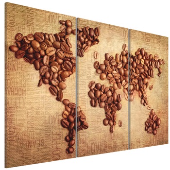 Tablou canvas 3 piese - Cafea din tripticul din Intreaga lume - 90 x 60 cm Tablou canvas 3 piese - Cafea din tripticul din Intreaga lume - 90 x 60 cm
